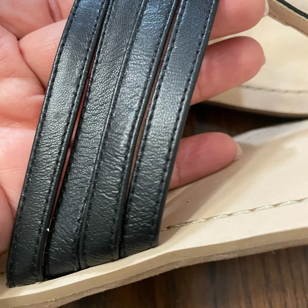 Kate Spade Black Leather T-Strap Sandals